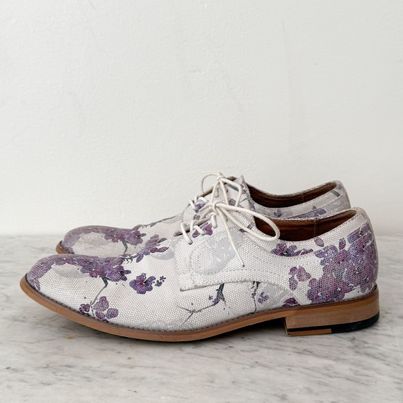 Stacy Adams Other - Floral Stacy Adams Dandy Oxford Shoes White Purple Canvas Mens Dress 8.5